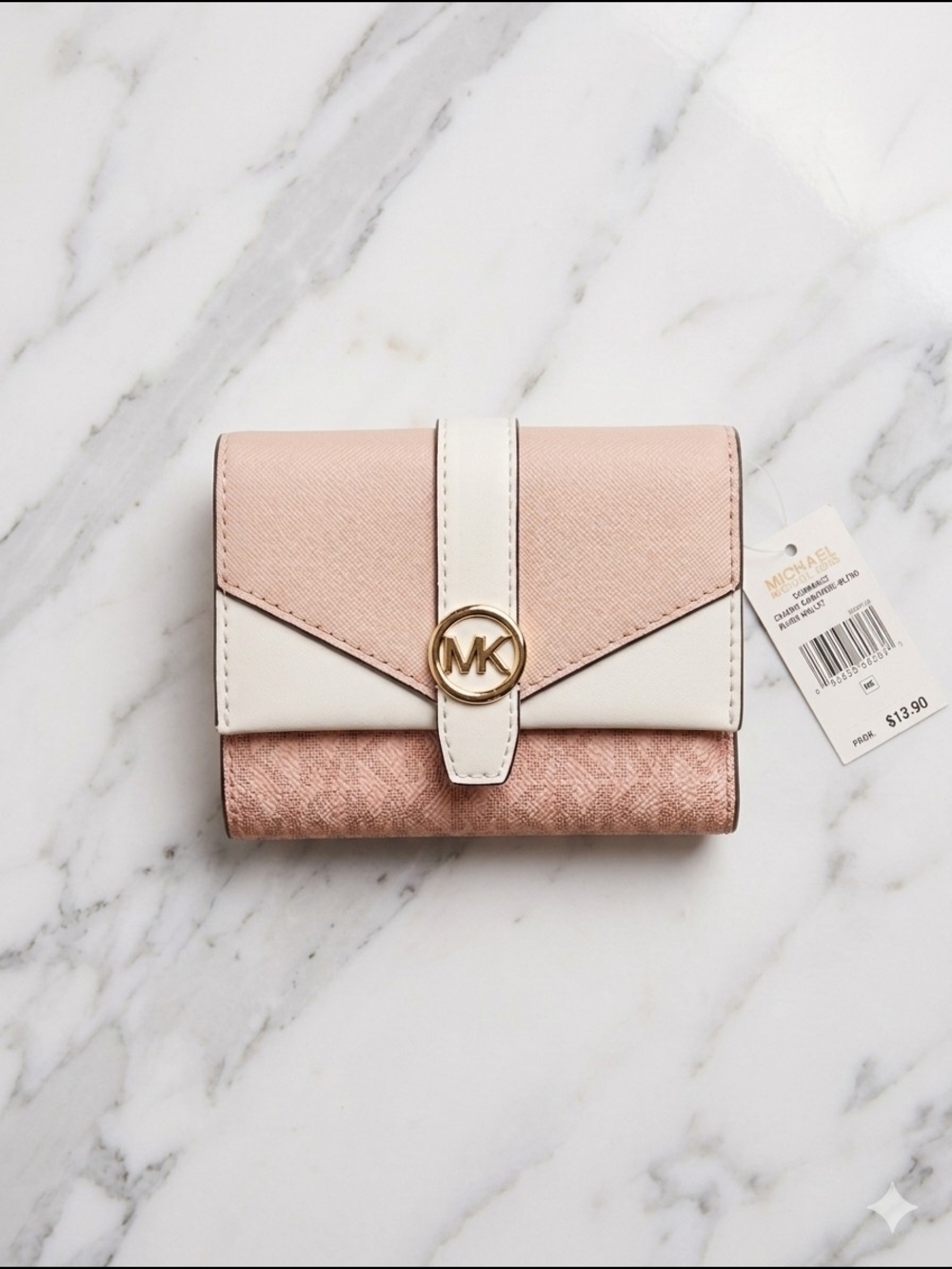 Michael Kors Greenwich Medium Envelope Trifold Wallet Powder Blush Multi (NWT)